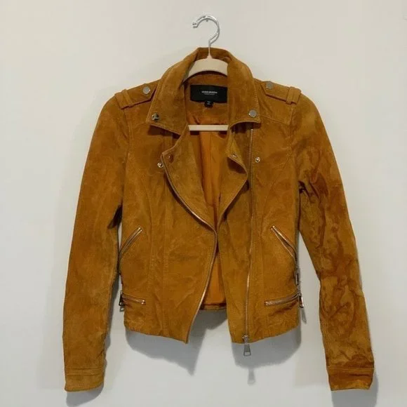 BEST JACKET FULLY LINED SOFT SUEDE LEATHER | AMBER GOLD YELLOW MUSTARD NUGGET OR - Picture 5 of 14